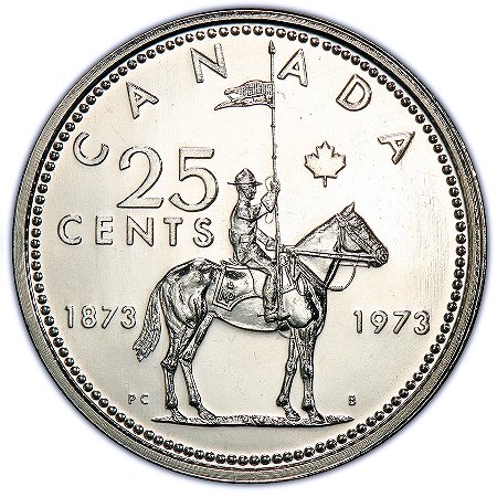 Commems-Collection-Canadian:-1973-R-C-M-P-Centennial-Silver-Dollar