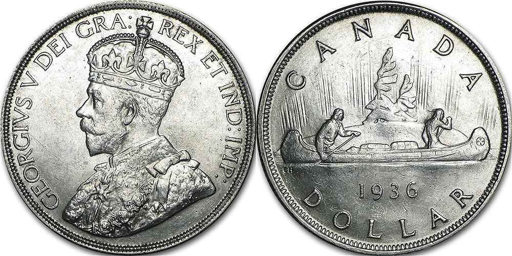 Commems-Collection-Canadian:-King-George-V-On-Canada's-36-MM-Silver-Dollars