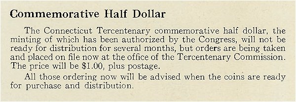 Commems-Collection-Classic:-1935-Connecticut-Tercentenary---Commission-Bulletins