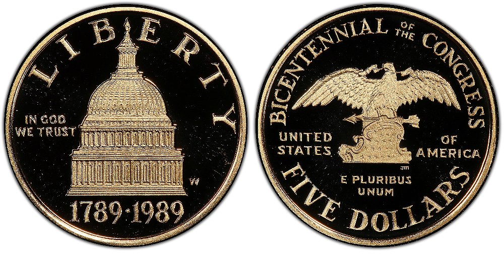 Commems-Collection-Modern:-1989-Congress-200th-A-Mint-At-Washington,-DC