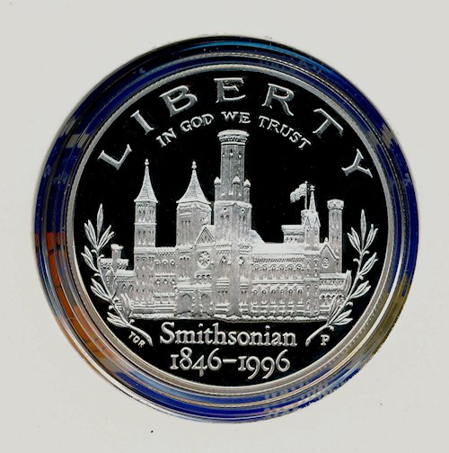 Commems-Collection-Modern:-1996-Smithsonian-Institution-150th-Anniversary---Silver-Dollar