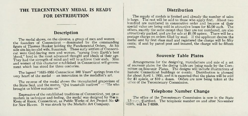 Commems-Collection-Medals:-1935-Connecticut-Tercentenary