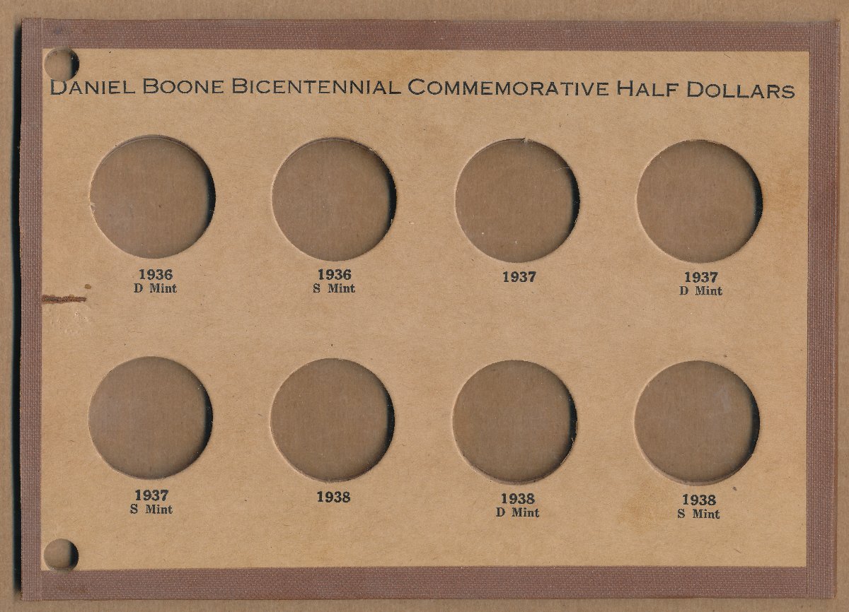 Commems-Collection-Classic:-Wayte-Raymond-Commemorative-Coin-Boards---Daniel-Boone-Bicentennial-Set