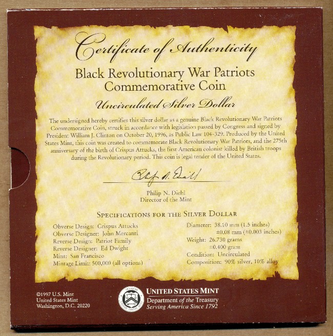 Commems-Collection-Modern:-1998-Black-Revolutionary-War-Patriots---Young-Collectors-Edition