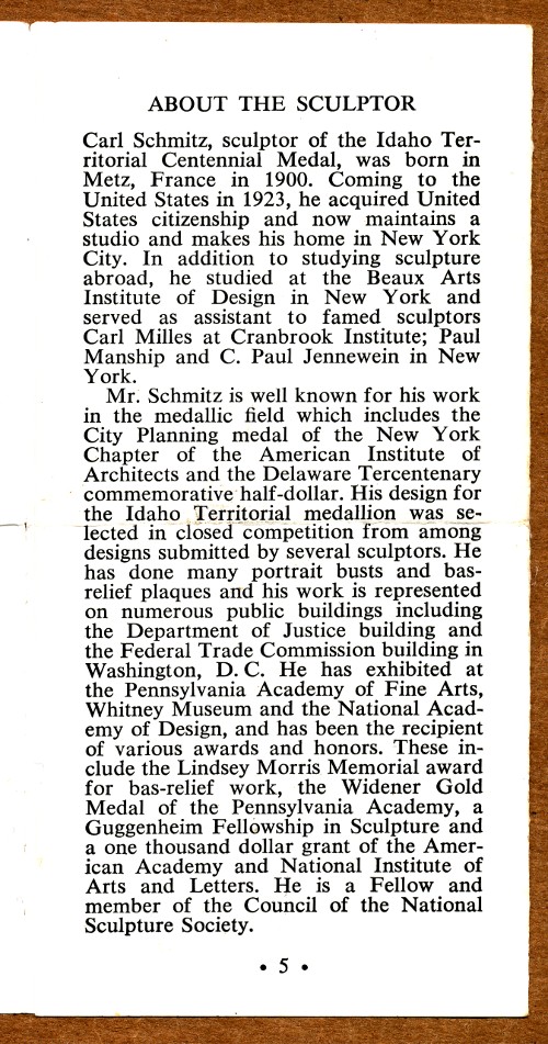 Commems-Collection-Medals:-1963-Idaho-Territorial-Centennial