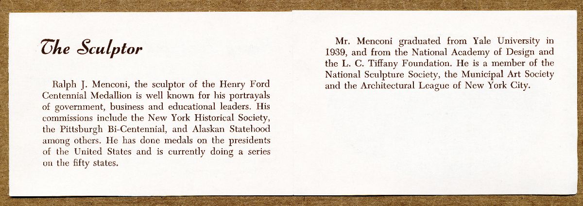 Commems-Collection-Medals:-1963-Henry-Ford-Centennial