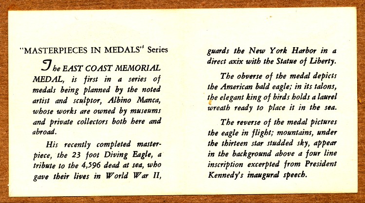 Commems-Collection-Medals:-1963-East-Coast-Memorial