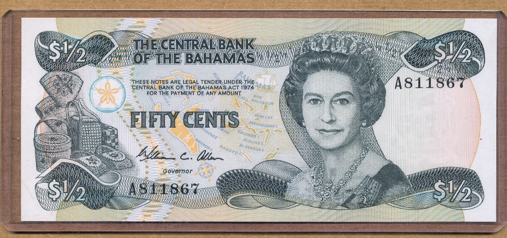 Commems-Collection-Currency:-Bahamas-50-Cents-Notes