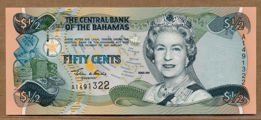 Commems-Collection-Currency:-Bahamas-50-Cents-Notes