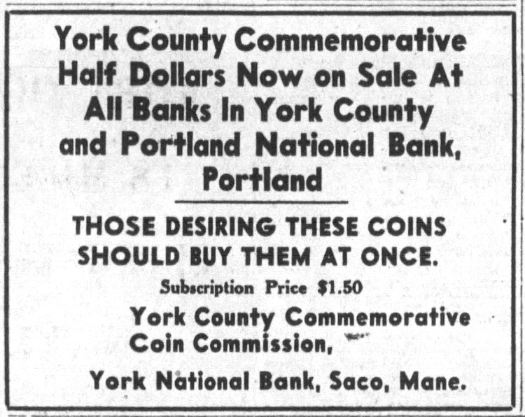 Commems-Collection-Classic:-1936-York-County,-Me-Tercentenary---Local-Advertising