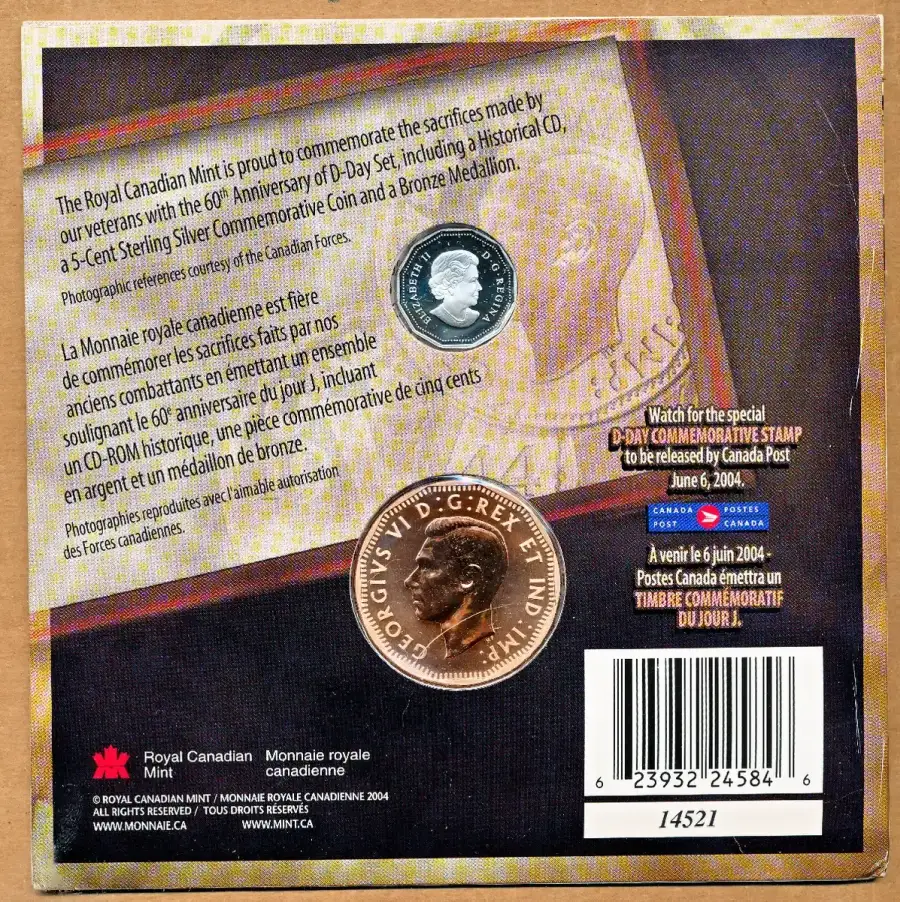 Commems-Collection-Canadian:-2004-60th-Anniversary-Of-D-Day---Coin-&-Medallion-Set