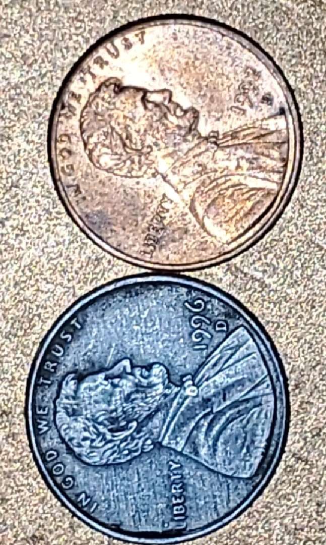 1996-D-Lincoln-Memorial-Cent-2.45g-It's-Larger-Than-Other-Coins-And-Color-Is-Wrong.-Any-Help?