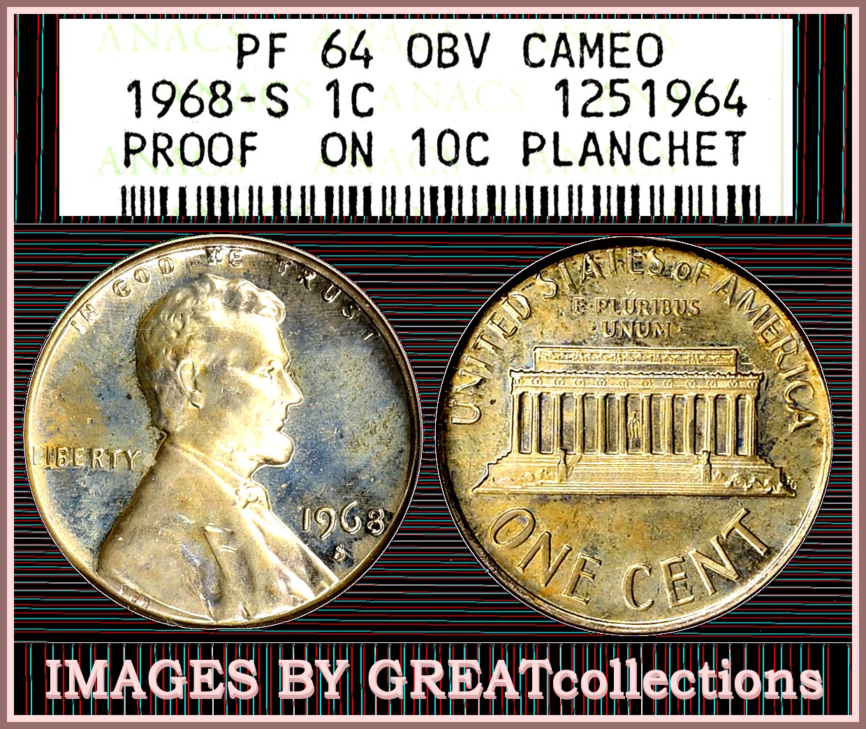 1968-S-Lincoln-Cent-On-10c-Planchet-Proof-64-Cameo-I-Saw-For-Sale