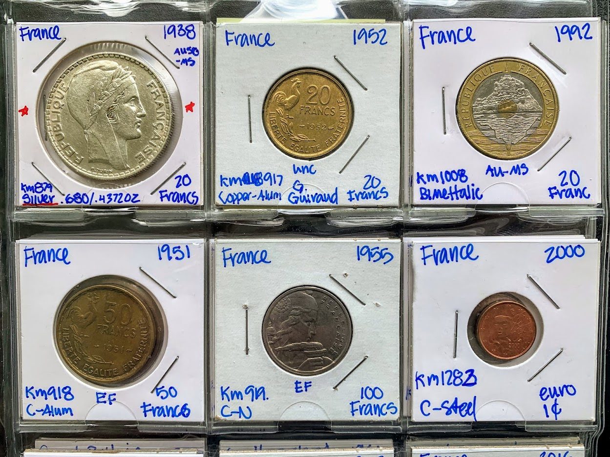 France-Type-Set!-1796-2001-1centime-To-100-Francs
