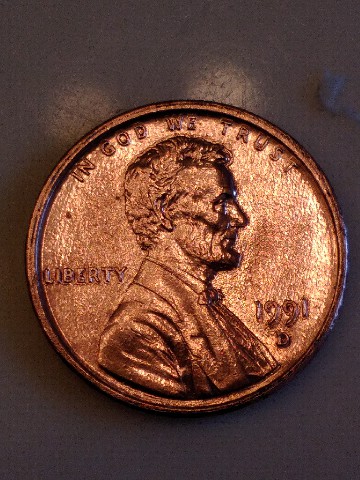 1991-D-Lincoln-Memoral-Penny,-Machine-Doubling-And-Actual-Doubling