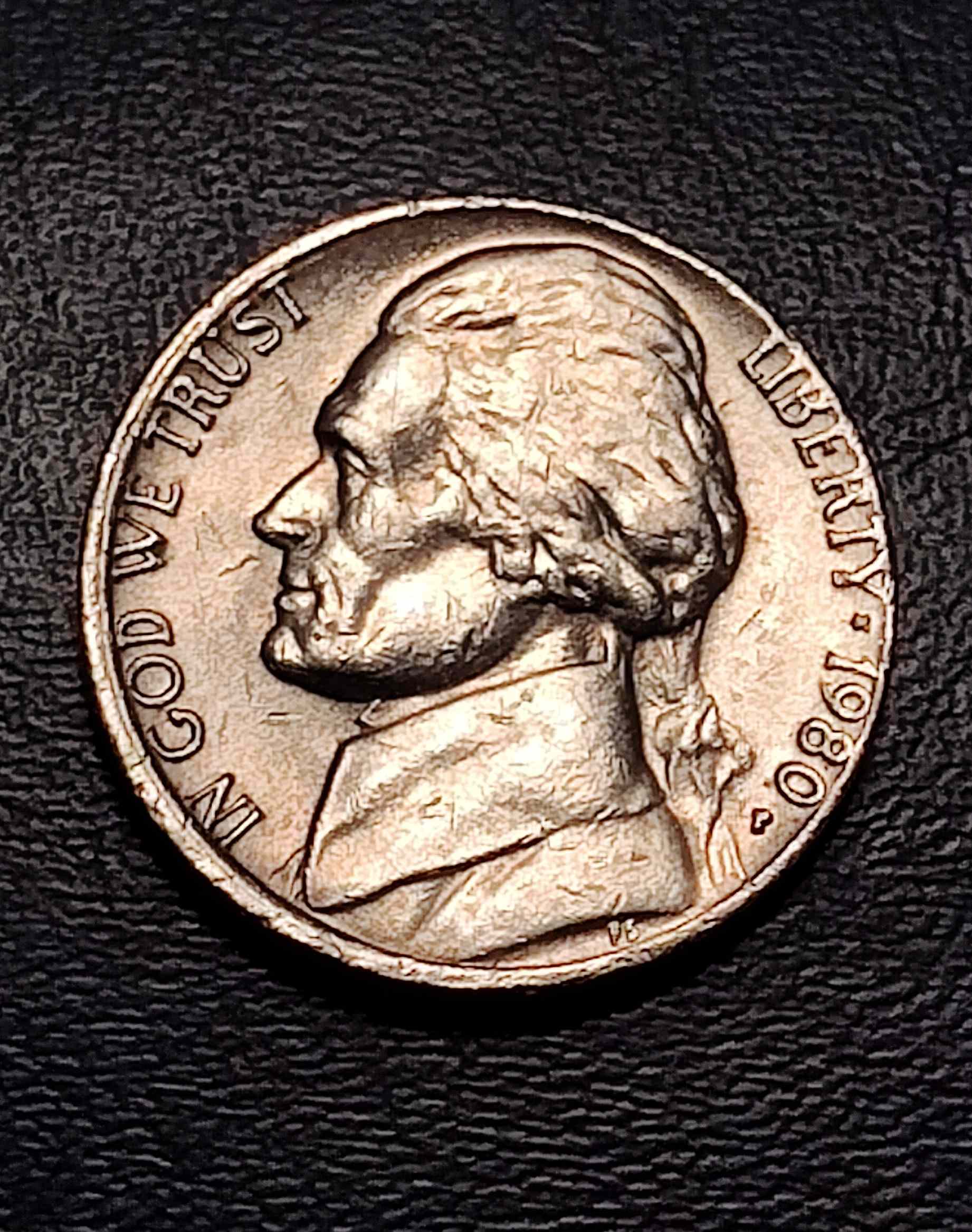 1980-P-Jefferson-Nickel-With-RPM,-Offset-Strike-And-Possible-Die-Clash-!