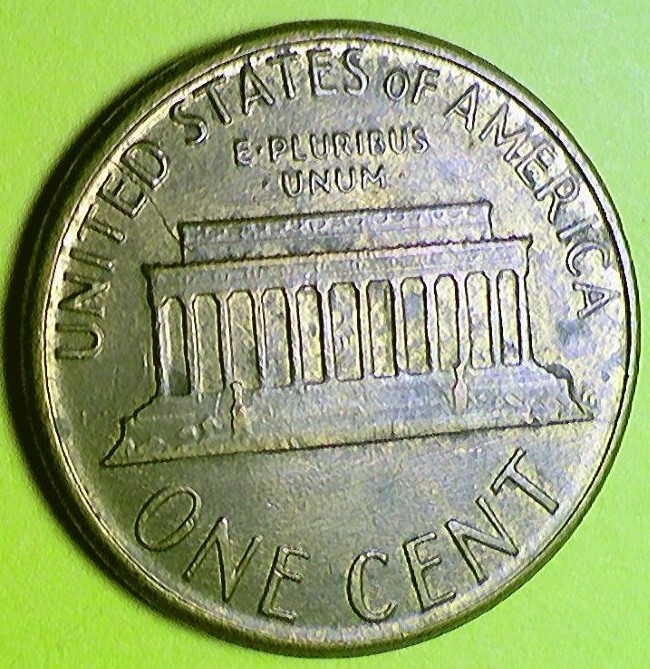 1986-P-Penny-With-Die-Crack-On-Reverse-From-Ed-In-United-To-Memorial