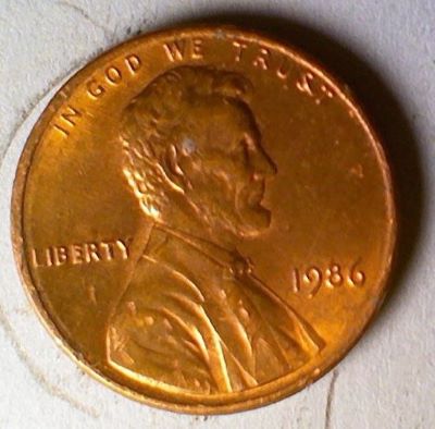 1986-P-Penny-With-Dual-Die-Cracks-On-Reverse