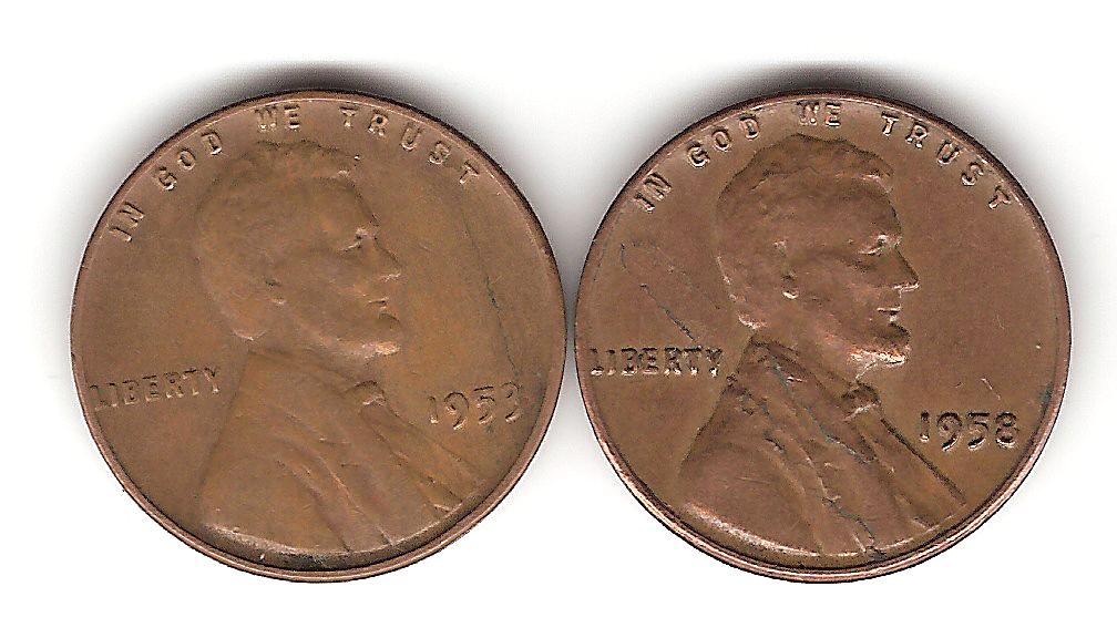 1953-And-1958-Lincoln-Wheat-Cents---With-Issues-?