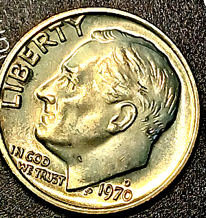 1970-Roosevelt-Dime--DDR--Full-Bands-And-High-Grade.
