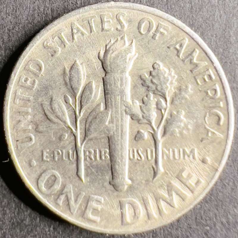 1965-Roosevelt-Dime,-Something-On-Left-Cheek