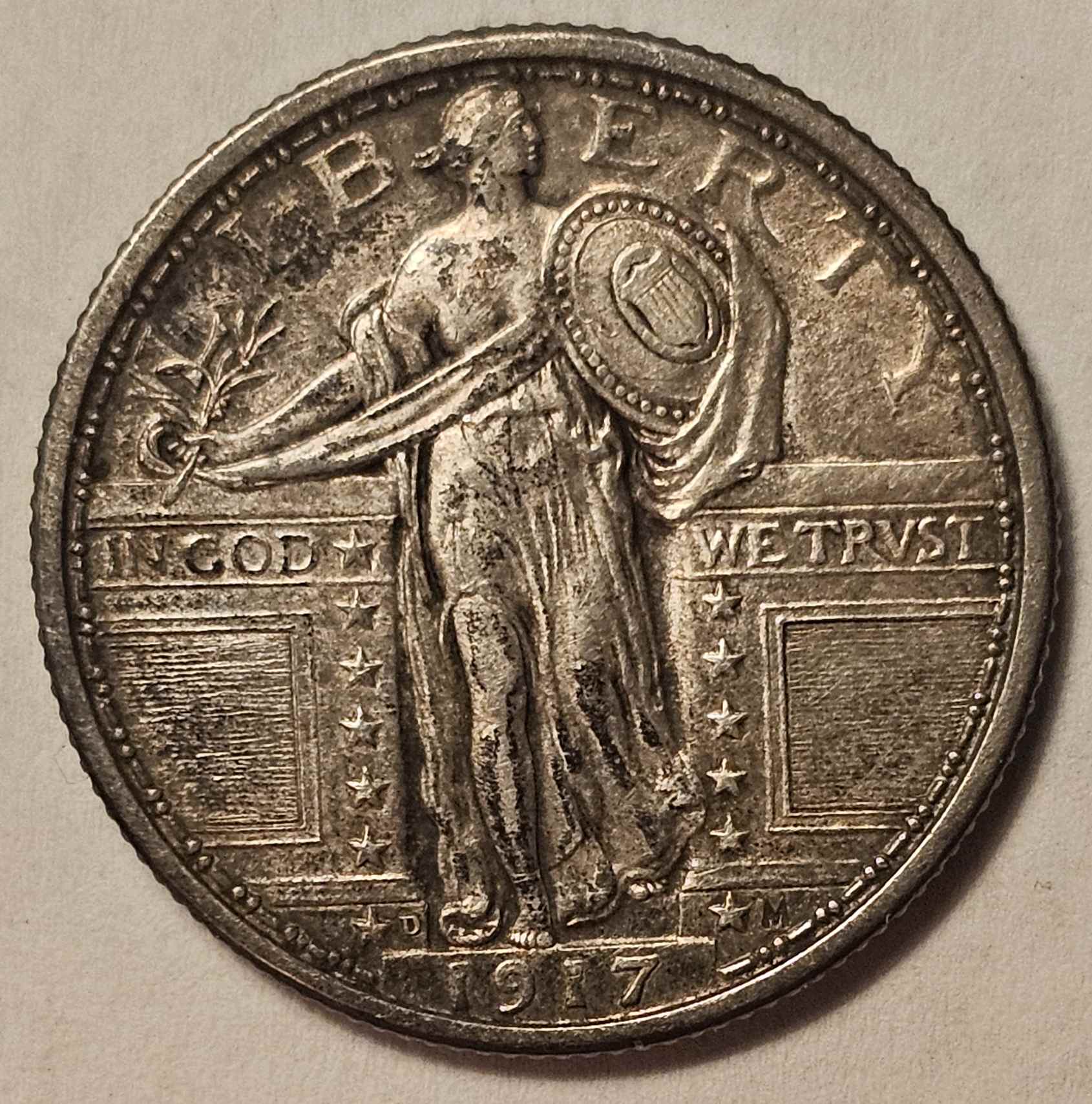 1917-D-Type-1-Standing-Liberty-Quarter-For-Grading,-Cleaning,-And-Full-Head-Opinions