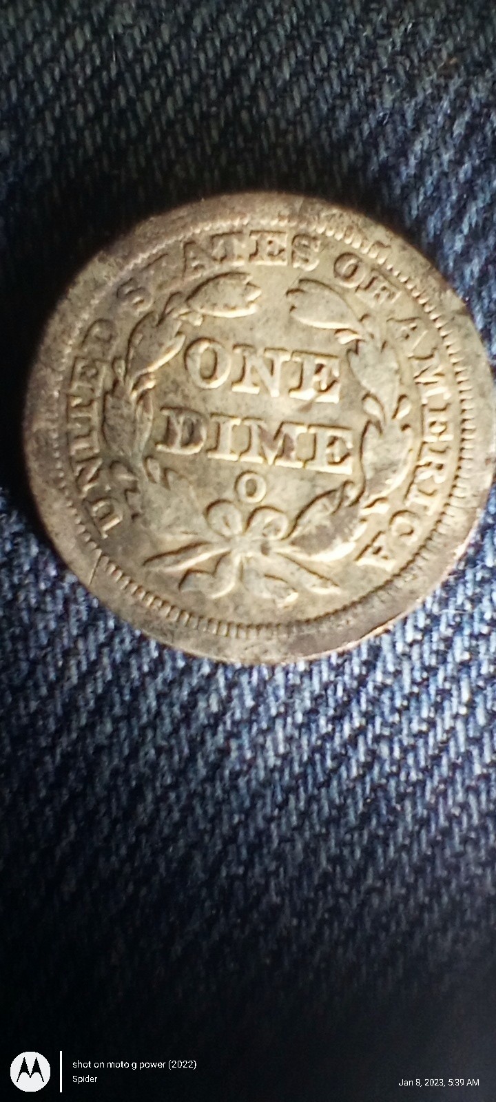 1850-O-Dime-Surface-Find