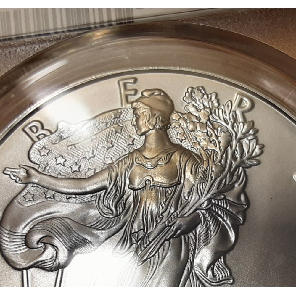 Toning-On-PCGS-Slabbed-Silver-Eagle?