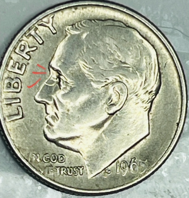 1965-Liberty-Dime-Double-Nose;-Only-One-Known?