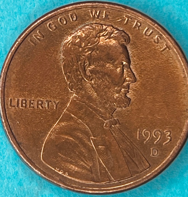 1993-Lincoln-Cent-From-The-Bank-Coin-Roll.
