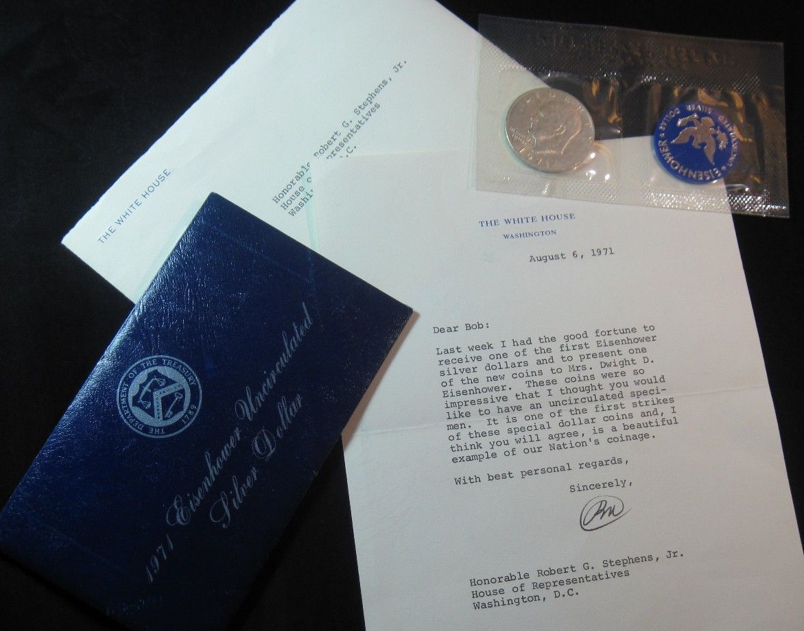 1971-Eisenhower-Silver-Dollar-With-President-Nixon-Pedigree