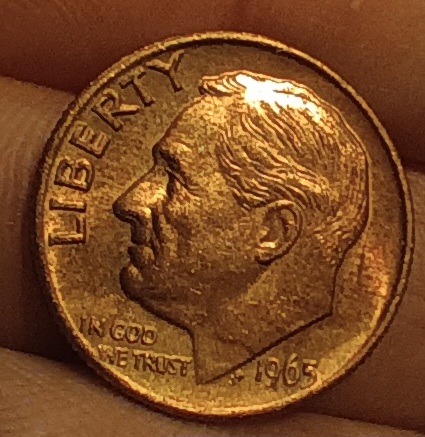 1965-P-Dime-Missing-Obverse-Clad-Layer?