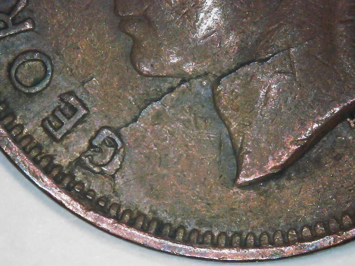 1949-A-To-Denticle,-Planchet-Flaw--Lamination