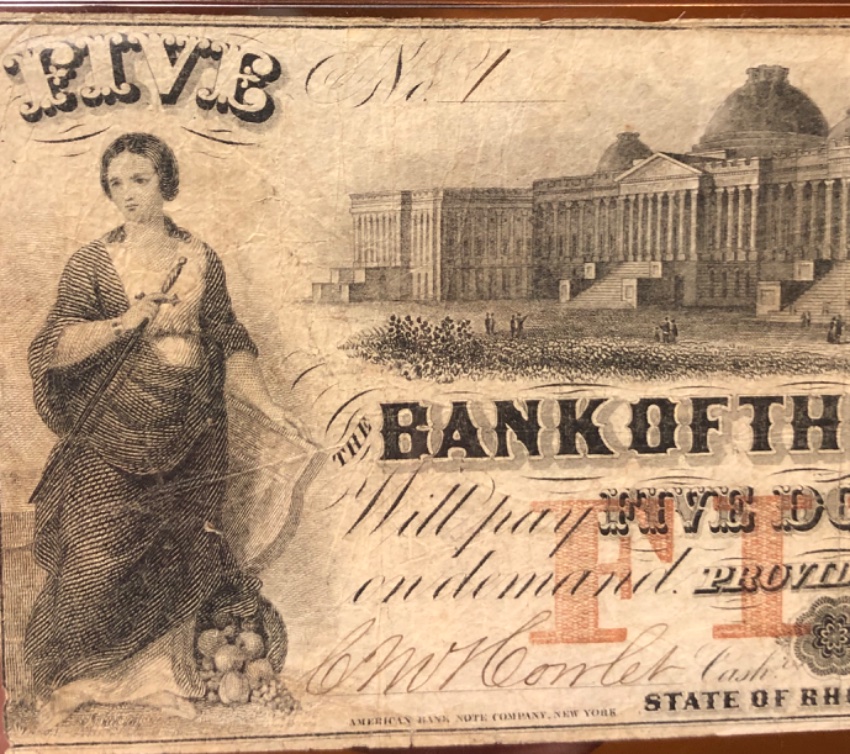 Inquiry---Bank-Republic-Of-Providence-Rhode-Island-1850's-$5-Note