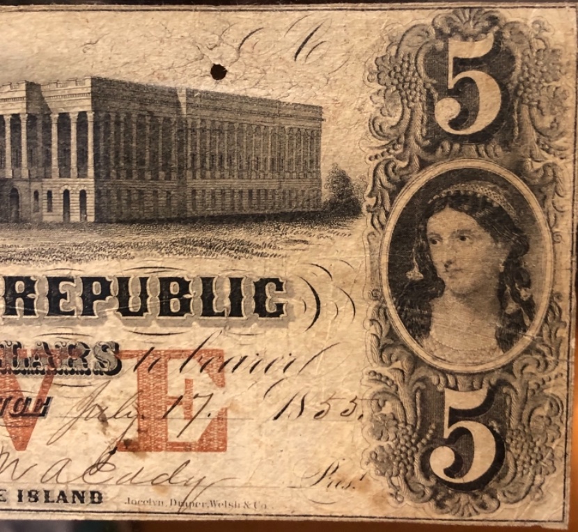 Inquiry---Bank-Republic-Of-Providence-Rhode-Island-1850's-$5-Note