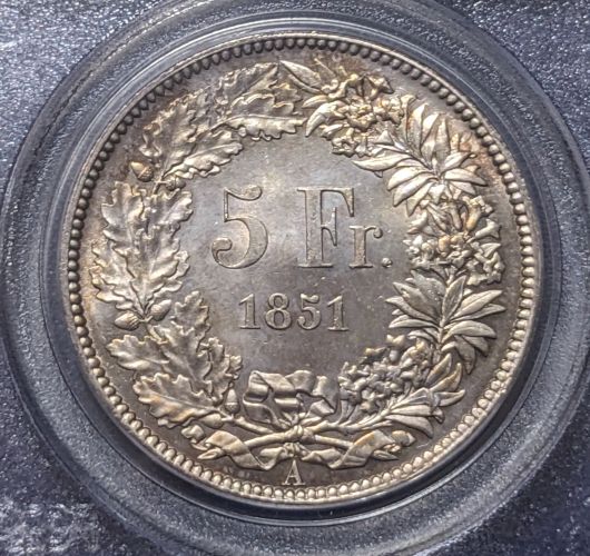 1851-A--Switzerland-5-Francs.-You-Vs-PCGS