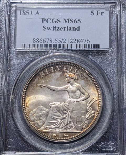 1851-A--Switzerland-5-Francs.-You-Vs-PCGS