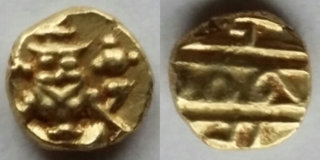 India---Gold-Fanam-Of-Mysore,-Krishnaraja-Wodeyar-III