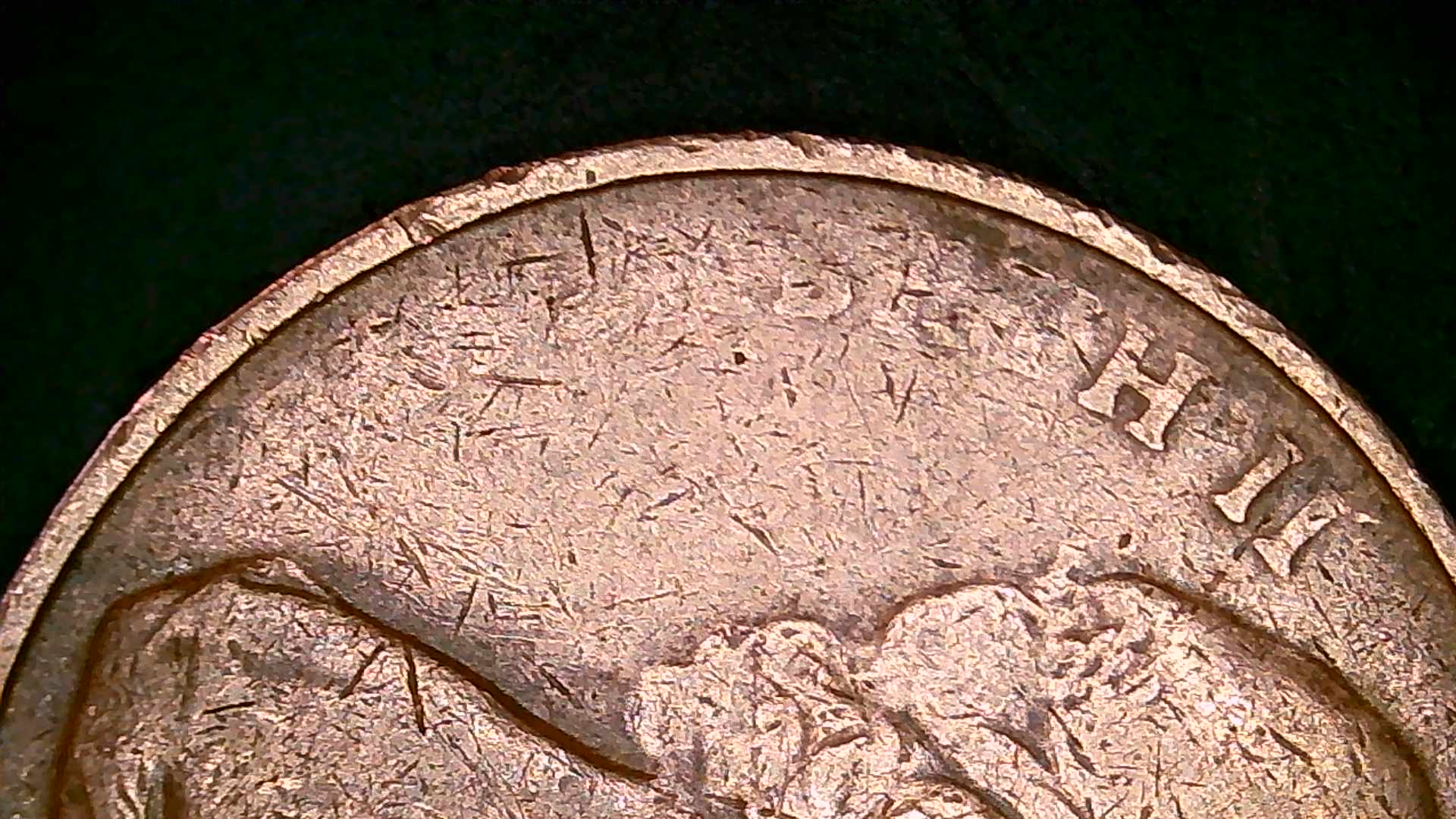 1969-2-Cent-Plugged-Die-Error/-Struck-Thru-Oil