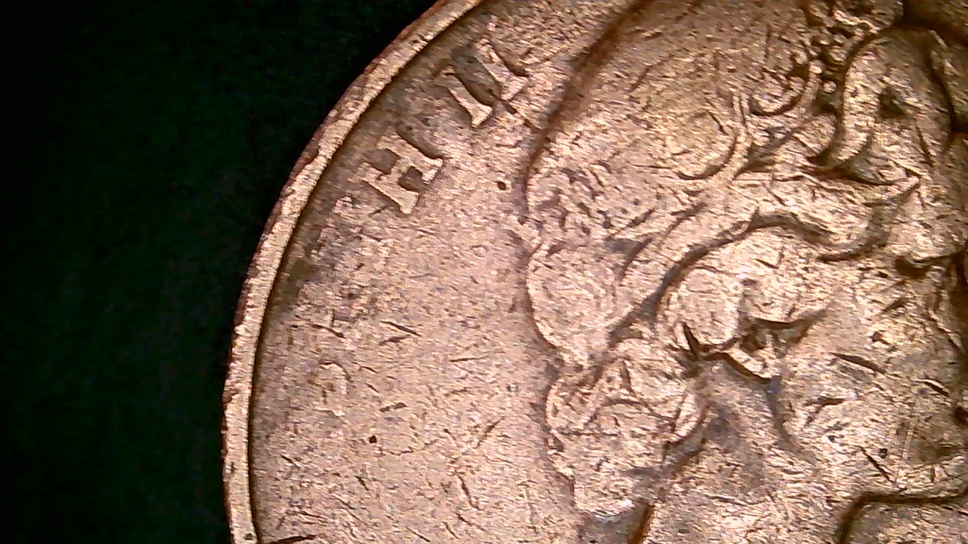 1969-2-Cent-Plugged-Die-Error/-Struck-Thru-Oil