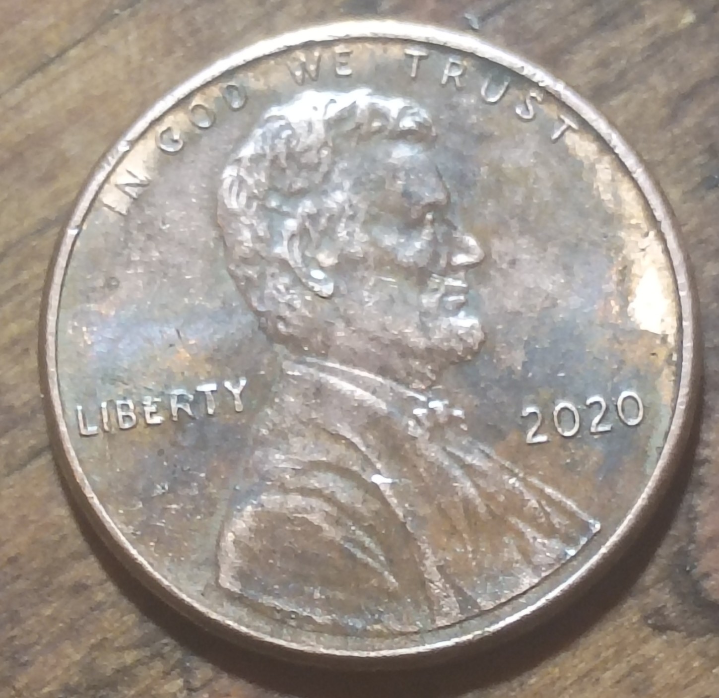 2020-No-Mint-Mark-Penny-Possible-Error-On-Reverse-Side.-Blotch-On-Top-Left-Of-Shield