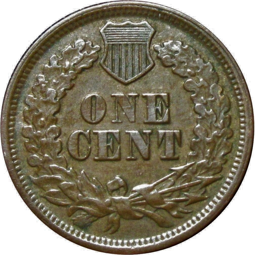 1864-1c-Indian-Head-Cent-L-On-Ribbon