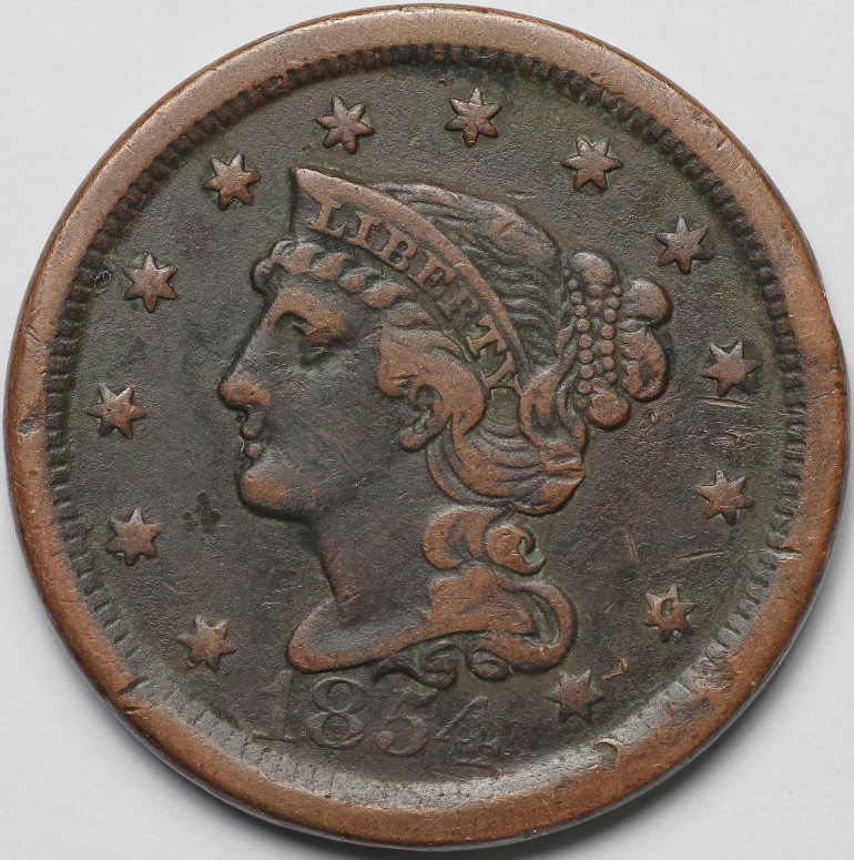 1854-USA-Large-Cent-For-Grading-&-Value