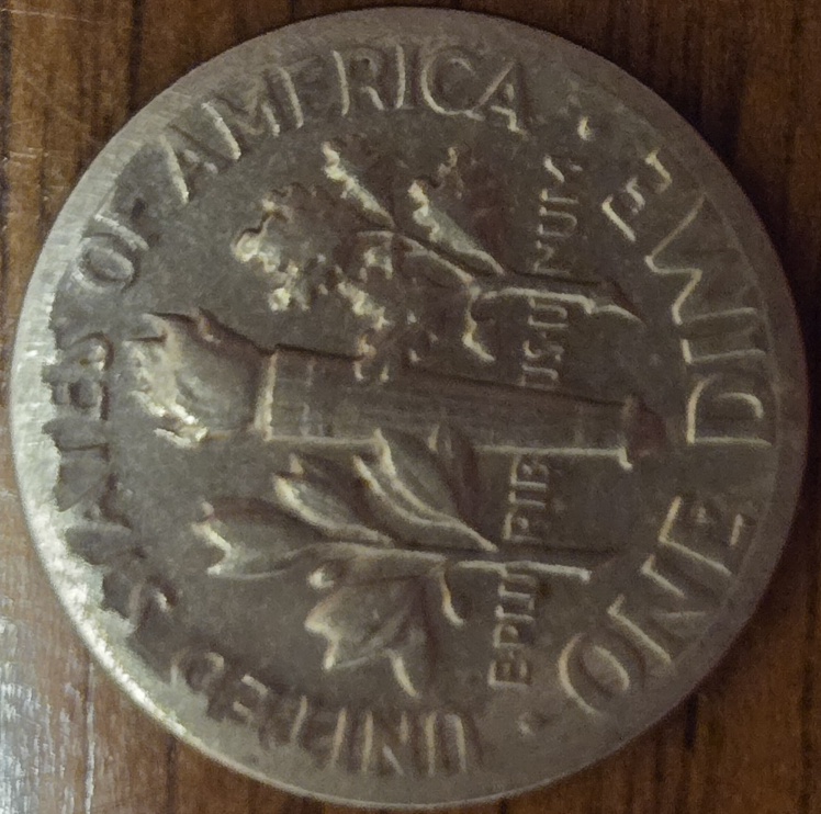 1965-Roosevelt-Dime-Stamped-Letters