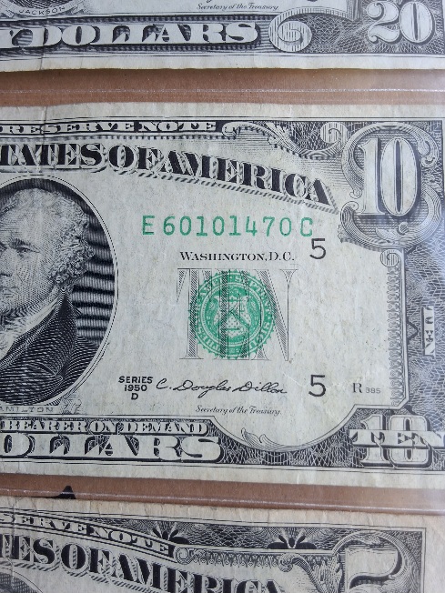 1963-20-Dollar-Bill,-1950-D-Ten-And-Five,-Need-Help-With-Grading-And-Mintage-And-Plate-Rarity,
