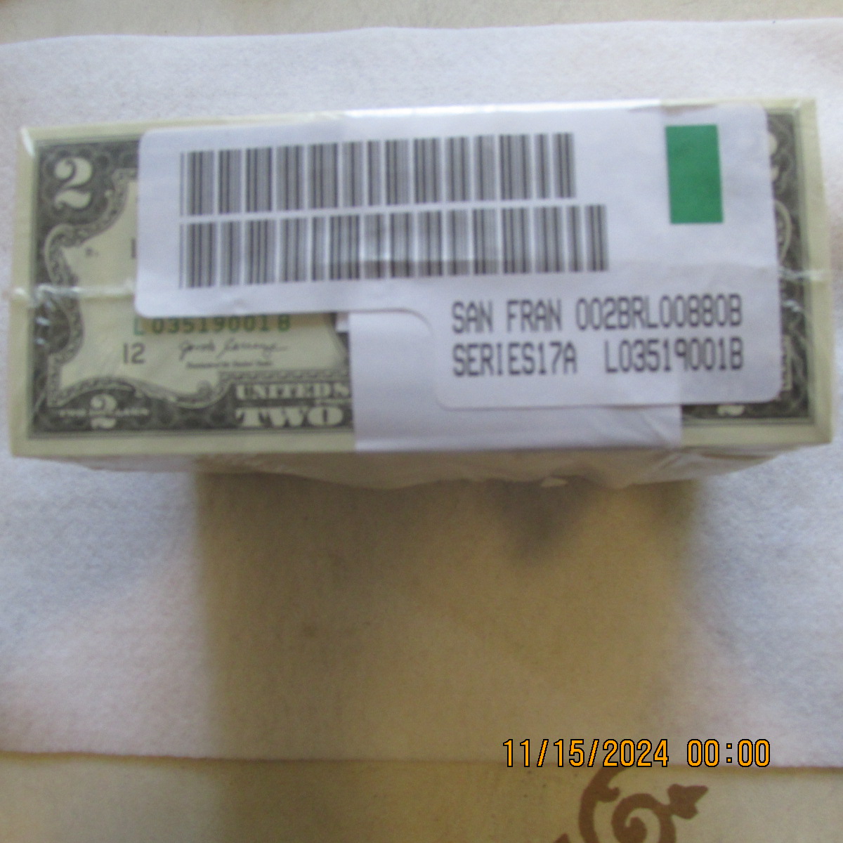 New-Brick-Of--1,000--Series-2017-A---$2.00----L--San-Francisco-Federal-Reserve-Note's