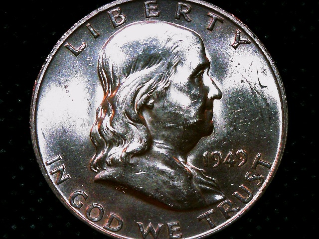 1949-D-Franklin-Half-Dollar-With-Die-Cracks-And-One-Without