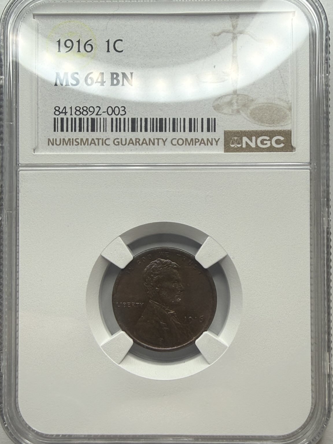 1916-Lincoln-Wheat,-NGC-Straight-Grade-MS-64-BN,-Damaged?