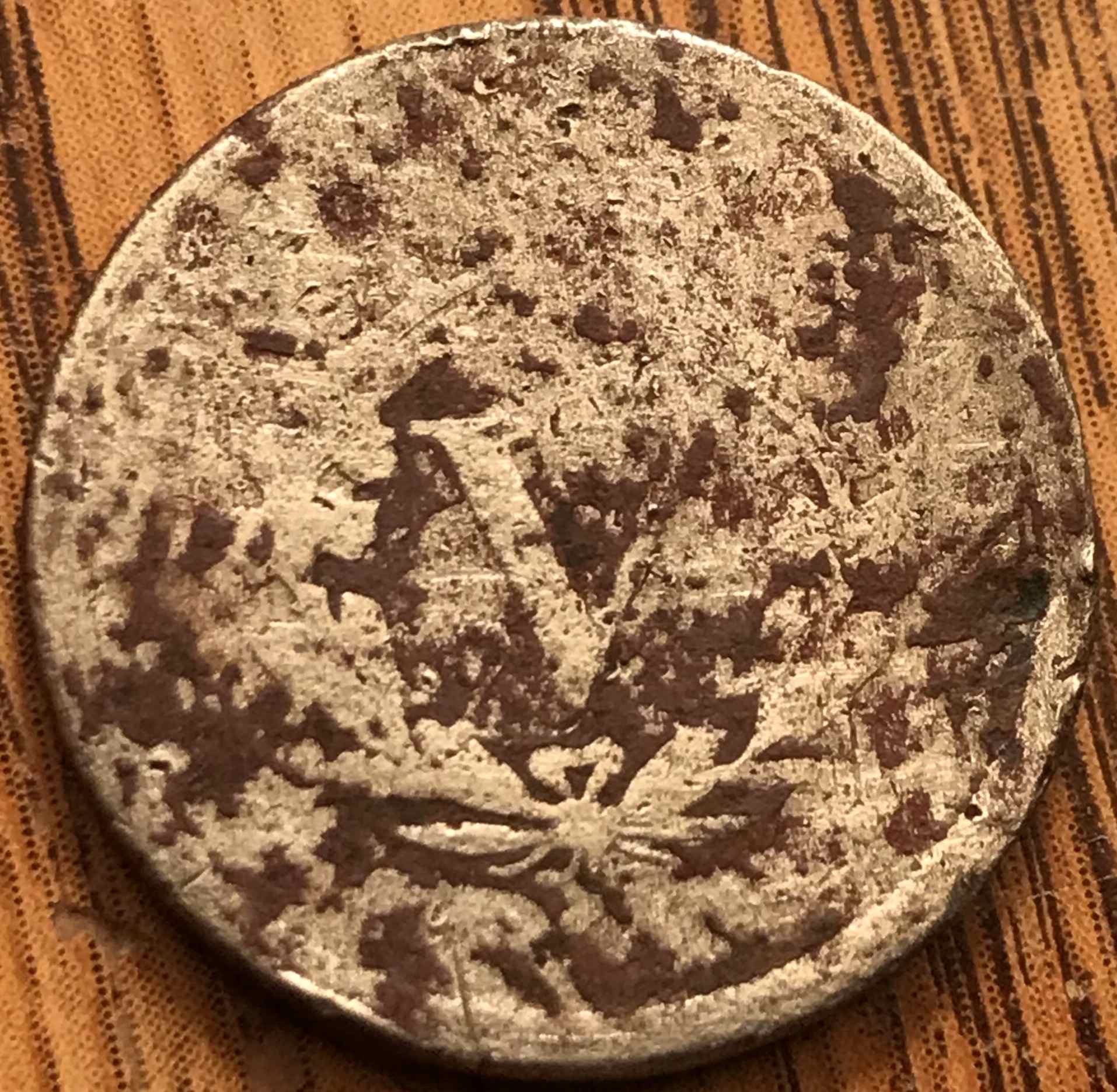 1889-Coin-V-Nickel---Woman-On-Front-I-Think?-It's-Worn-So-Tell-What-It-Is.-Rare?