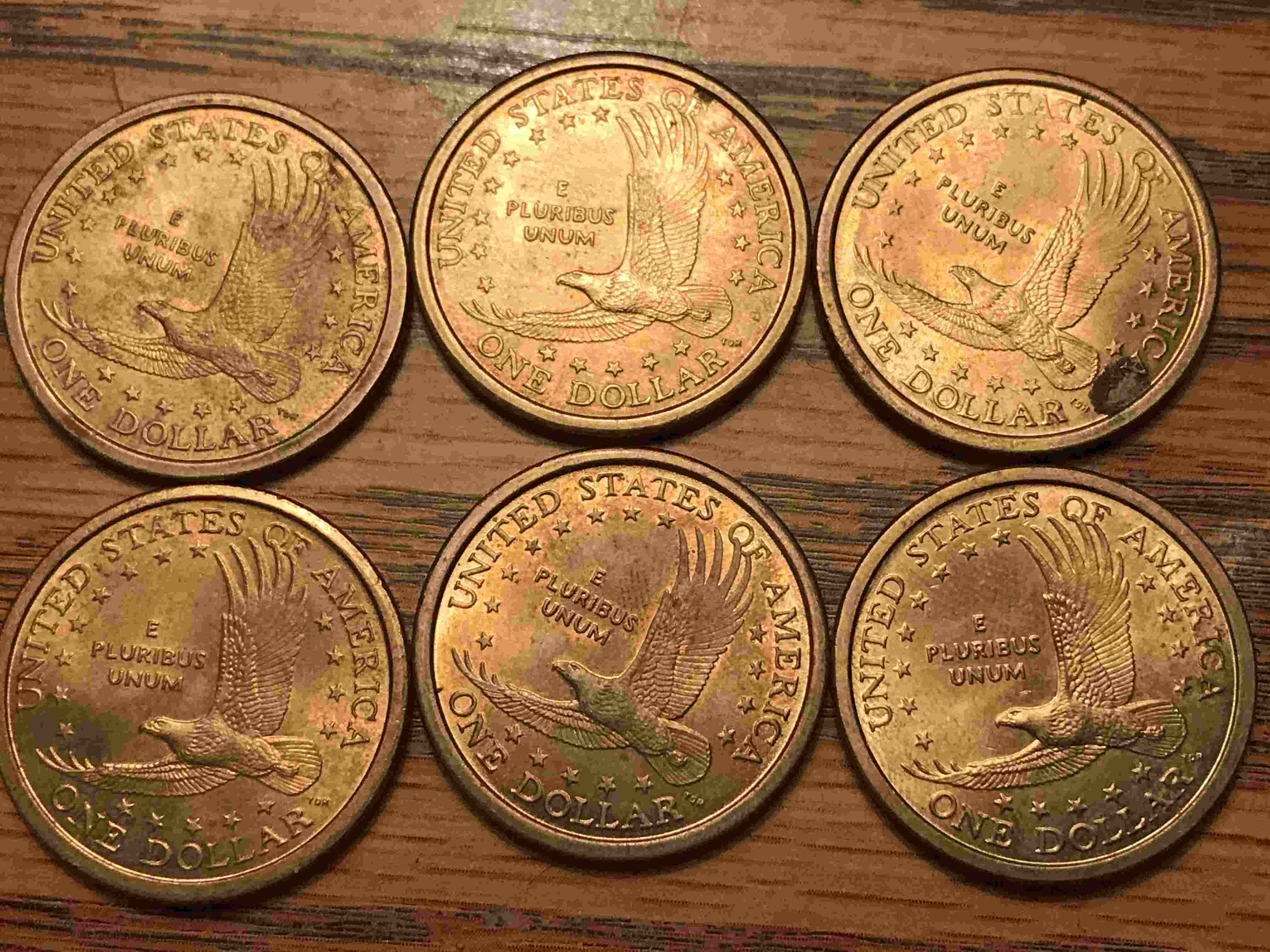 Six-Coins---Looks-Like-Gold---Liberty-2000-P---One-Dollar?-Rare-Or-Trash?